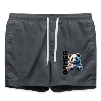 Gamer lettering with cool panda - Swim Trunks - anthracite - Front - AI Model Male 185 light (185cm)