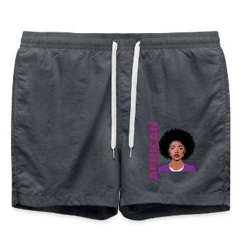 Femme au lettrage afro et africain - Short de bain - charbon - Devant - AI Model Male 185 light (185cm)