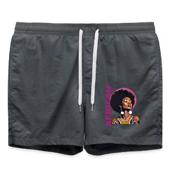 Femme noire avec lettrage africain - Short de bain - charbon - Devant - AI Model Male 185 light (185cm)