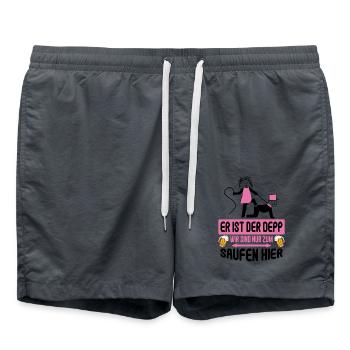 Junggesellenabschied Poltern Polterabend JGA - Badeshorts - Anthrazit - Vorne - AI Model Male 185 light (185cm)