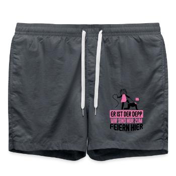 Junggesellenabschied Poltern Polterabend JGA - Badeshorts - Anthrazit - Vorne - AI Model Male 185 light (185cm)