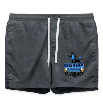 Junggesellenabschied Poltern Polterabend JGA - Badeshorts - Anthrazit - Vorne - AI Model Male 185 light (185cm)