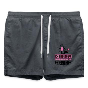 Junggesellenabschied Poltern Polterabend JGA - Badeshorts - Anthrazit - Vorne - AI Model Male 185 light (185cm)