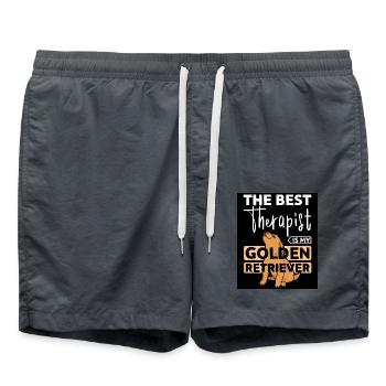 The best therapist is my golden retriever - Badeshorts - Anthrazit - Vorne - AI Model Male 185 light (185cm)