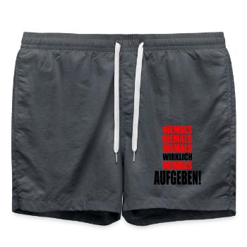 Motivation niemals Aufgeben - Badeshorts - Anthrazit - Vorne - AI Model Male 185 light (185cm)