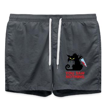 Vous n’avez rien vu – Mystérieux Cat Design - Short de bain - charbon - Devant - AI Model Male 185 light (185cm)