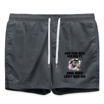 Tuniertrottel ich mach hier alles Pferd Rappe - Badeshorts - Anthrazit - Vorne - AI Model Male 185 light (185cm)