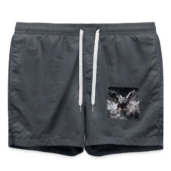 Eulen Kauz Owl Uhu Nachteule Eule - Badeshorts - Anthrazit - Vorne - AI Model Male 185 light (185cm)