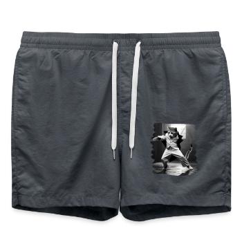 Katzen Katze Katzenliebhaber lustiges Katzen - Badeshorts - Anthrazit - Vorne - AI Model Male 185 light (185cm)