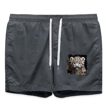 Schneeleoparden Schneeleopard - Badeshorts - Anthrazit - Vorne - AI Model Male 185 light (185cm)