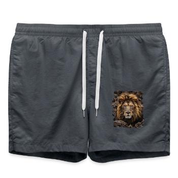 Löwen realistic Löwe - Badeshorts - Anthrazit - Vorne - AI Model Male 185 light (185cm)