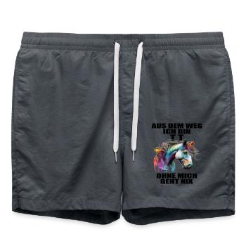 Tuniertrottel ich mach hier alles Pferd Rappe - Badeshorts - Anthrazit - Vorne - AI Model Male 185 light (185cm)