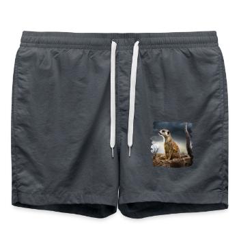 Lemurs Meerkat realistic Lemur - Swim Trunks - anthracite - Front - AI Model Male 185 light (185cm)