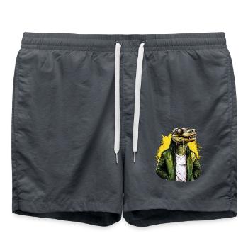 Street style crocodile | Crocodile lovers - Swim Trunks - anthracite - Front - AI Model Male 185 light (185cm)
