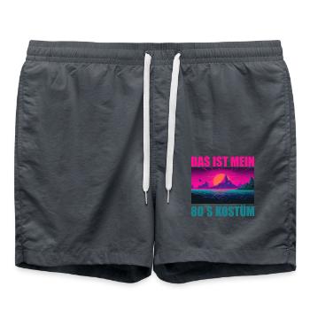 80er Motto Party Das ist mein 80er Jahre Kostüm - Badeshorts - Anthrazit - Vorne - AI Model Male 185 light (185cm)