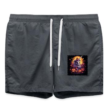 Halloween unicorn with pumpkin in sunset - Swim Trunks - anthracite - Front - AI Model Male 185 light (185cm)
