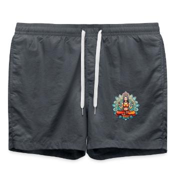Yoga Meditationsfrau - Badeshorts - Anthrazit - Vorne - AI Model Male 185 light (185cm)