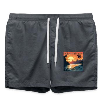 Sommerurlaub: Mai Khao Beach, Phuket - Badeshorts - Anthrazit - Vorne - AI Model Male 185 light (185cm)