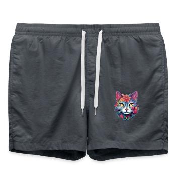 Katze Ästhetisches Blumen-Design - Badeshorts - Anthrazit - Vorne - AI Model Male 185 light (185cm)