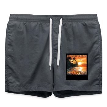 Summer Vacation Nagpan Beach: Grunge Sunset - Swim Trunks - anthracite - Front - AI Model Male 185 light (185cm)