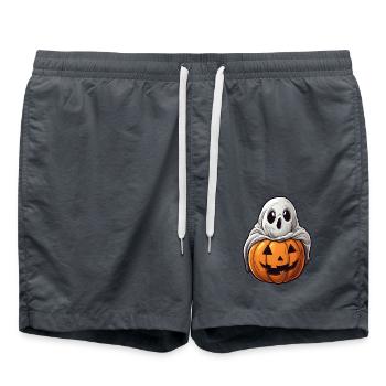 Ghost Pumpkin Halloween Comic - Swim Trunks - anthracite - Front - AI Model Male 185 light (185cm)