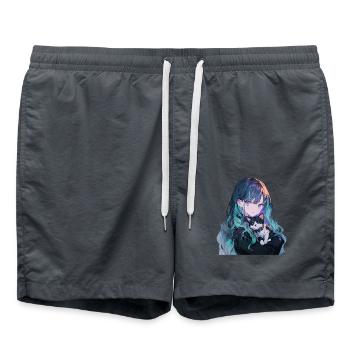 Anime et chats Kawaii Girl Anime - Short de bain - charbon - Devant - AI Model Male 185 light (185cm)
