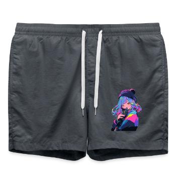 Anime et chats Kawaii Girl Anime - Short de bain - charbon - Devant - AI Model Male 185 light (185cm)