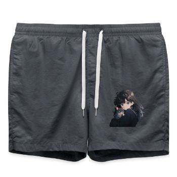 Anime et chats Kawaii Girl Anime - Short de bain - charbon - Devant - AI Model Male 185 light (185cm)