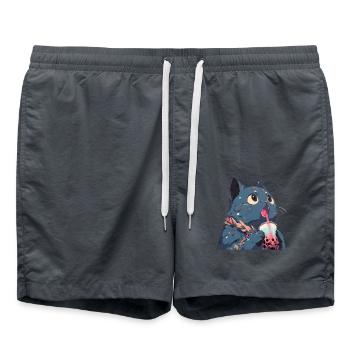 Boba and Cats Katze die Bubble Tee trinkt Anime - Badeshorts - Anthrazit - Vorne - AI Model Male 185 light (185cm)