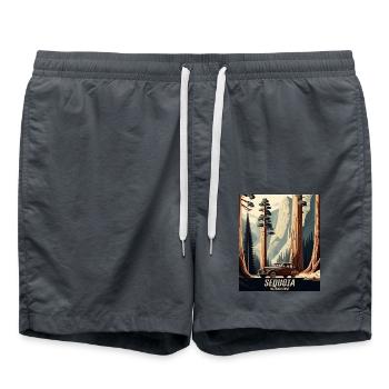 Vintage Sequoia National Park Rétro Road Trip Art - Short de bain - charbon - Devant - AI Model Male 185 light (185cm)