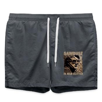 Sawdust Is Man Glitter Drôle Carpenter Design - Short de bain - charbon - Devant - AI Model Male 185 light (185cm)
