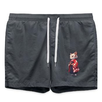 Chat d’Asie Samouraï japonais Samouraï - Short de bain - charbon - Devant - AI Model Male 185 light (185cm)