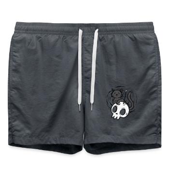 Katze mit Schädel Gothic Styl - Badeshorts - Anthrazit - Vorne - AI Model Male 185 light (185cm)