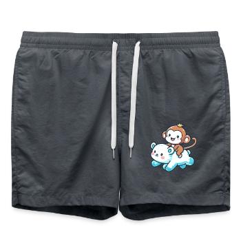 Ours polaire Mignon Singe de Compagnie - Short de bain - charbon - Devant - AI Model Male 185 light (185cm)