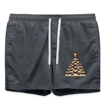 Pug Festival: A Christmas Tree Made of Dogs - Swim Trunks - anthracite - Front - AI Model Male 185 light (185cm)