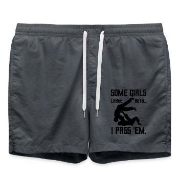 Jiu-jitsu Some Girls chase Boys I pass em - Swim Trunks - anthracite - Front - AI Model Male 185 light (185cm)