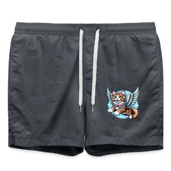 Maine Coon Katze Engel Fliegen - Badeshorts - Anthrazit - Vorne - AI Model Male 185 light (185cm)