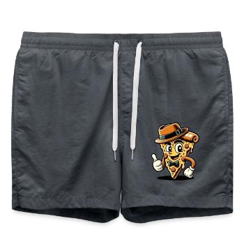 Pizza 50 ' s Cartoon Character Pizza Slice - Short de bain - charbon - Devant - AI Model Male 185 light (185cm)