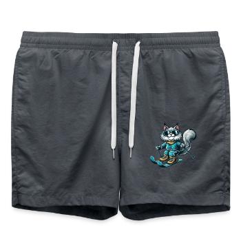 Maine Coon Cat Skiing - Winter Wonders - Swim Trunks - anthracite - Front - AI Model Male 185 light (185cm)