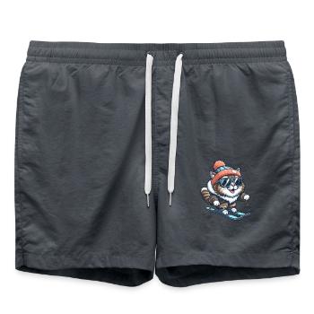 Maine Coon Cat Skiing - Winter Wonders - Swim Trunks - anthracite - Front - AI Model Male 185 light (185cm)