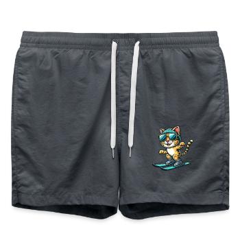 süße comic kastze auf skier bengalkatze - Badeshorts - Anthrazit - Vorne - AI Model Male 185 light (185cm)