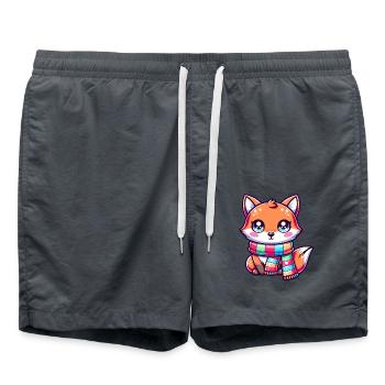 Niedlicher Fuchs mit Schal Fuchs Liebhaber Kawaii Fox - Badeshorts - Anthrazit - Vorne - AI Model Male 185 light (185cm)
