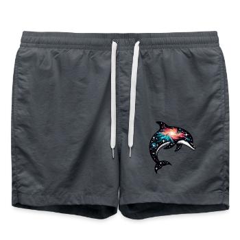 Dolphin Space Galaxy Universum - Badeshorts - Anthrazit - Vorne - AI Model Male 185 light (185cm)