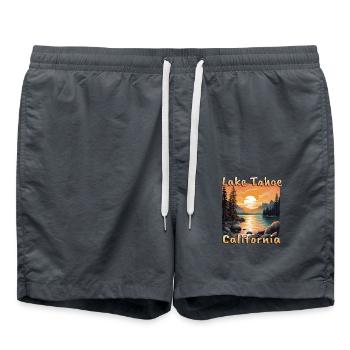 Lac Tahoe, Californie, Nevada, États-Unis, Camping de vacances - Short de bain - charbon - Devant - AI Model Male 185 light (185cm)