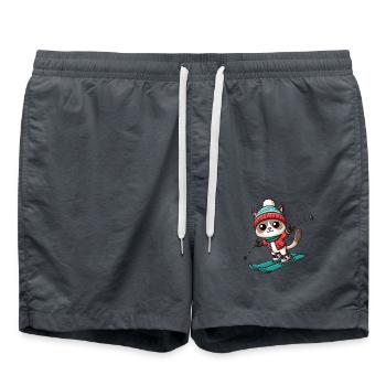 Cat Siamese Cat Skiing Skier Ski Vacation - Swim Trunks - anthracite - Front - AI Model Male 185 light (185cm)