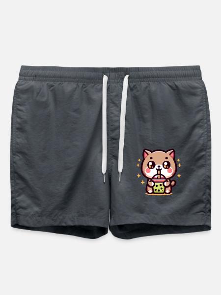 Chat Bubble Tea Boba Kawaii - Short de bain - charbon