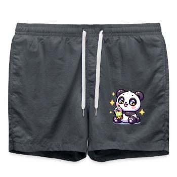 Panda Bubble Tea Boba Kawaii - Badeshorts - Anthrazit - Vorne - AI Model Male 185 light (185cm)