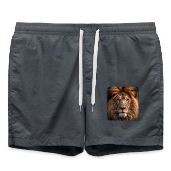 Löwen realistic Löwe - Badeshorts - Anthrazit - Vorne - AI Model Male 185 light (185cm)