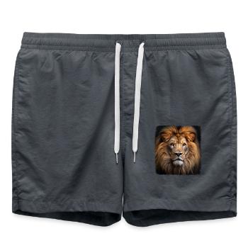 Löwen realistic Löwe - Badeshorts - Anthrazit - Vorne - AI Model Male 185 light (185cm)