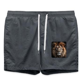 Löwen realistic Löwe - Badeshorts - Anthrazit - Vorne - AI Model Male 185 light (185cm)